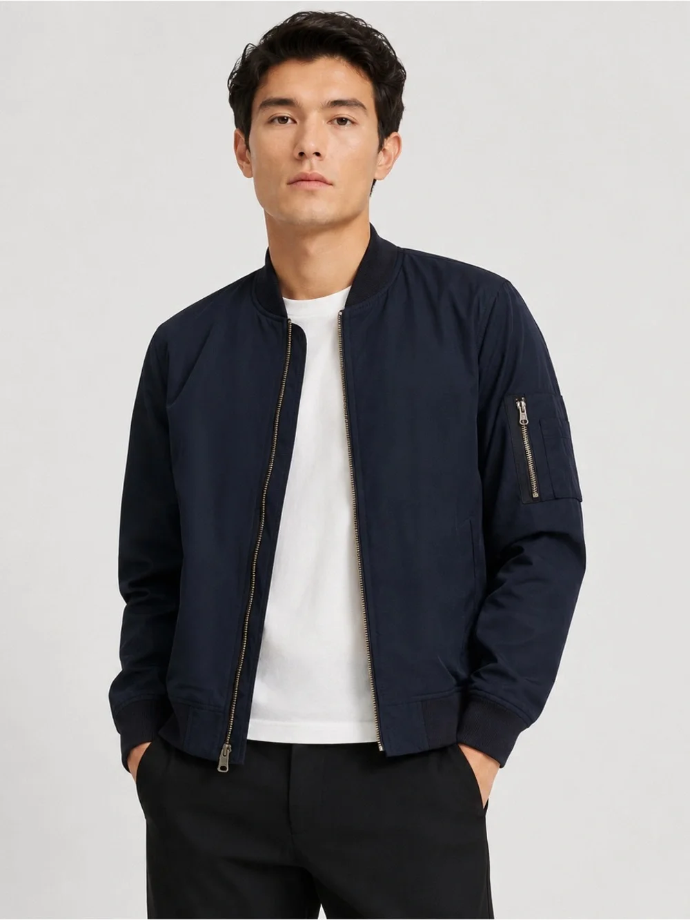 Everlane‎ The Bomber Jacket Navy Blue Full Zip Uniform Collection Mens Medium M